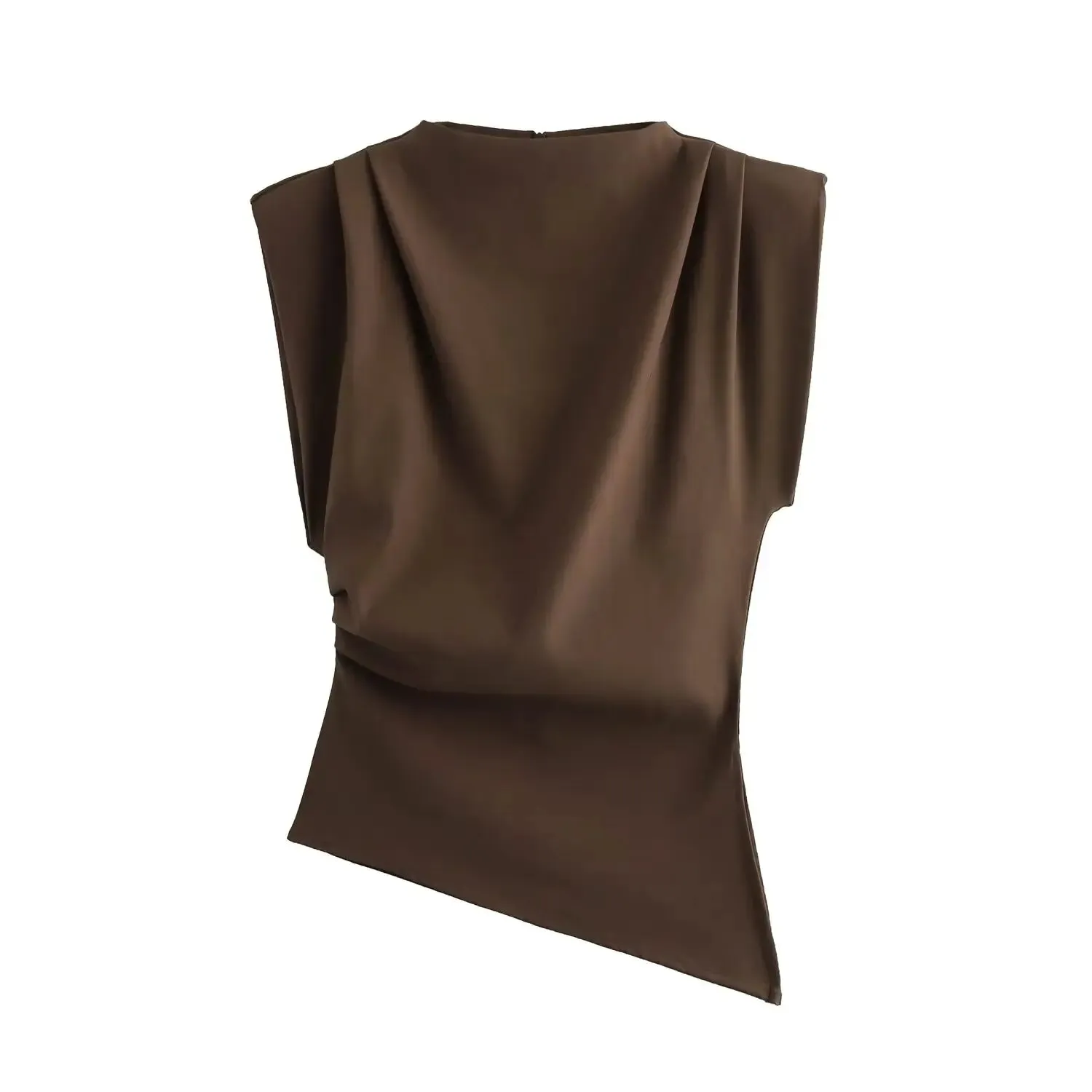 Asymmetrical Sleeveless Back Zipper Top