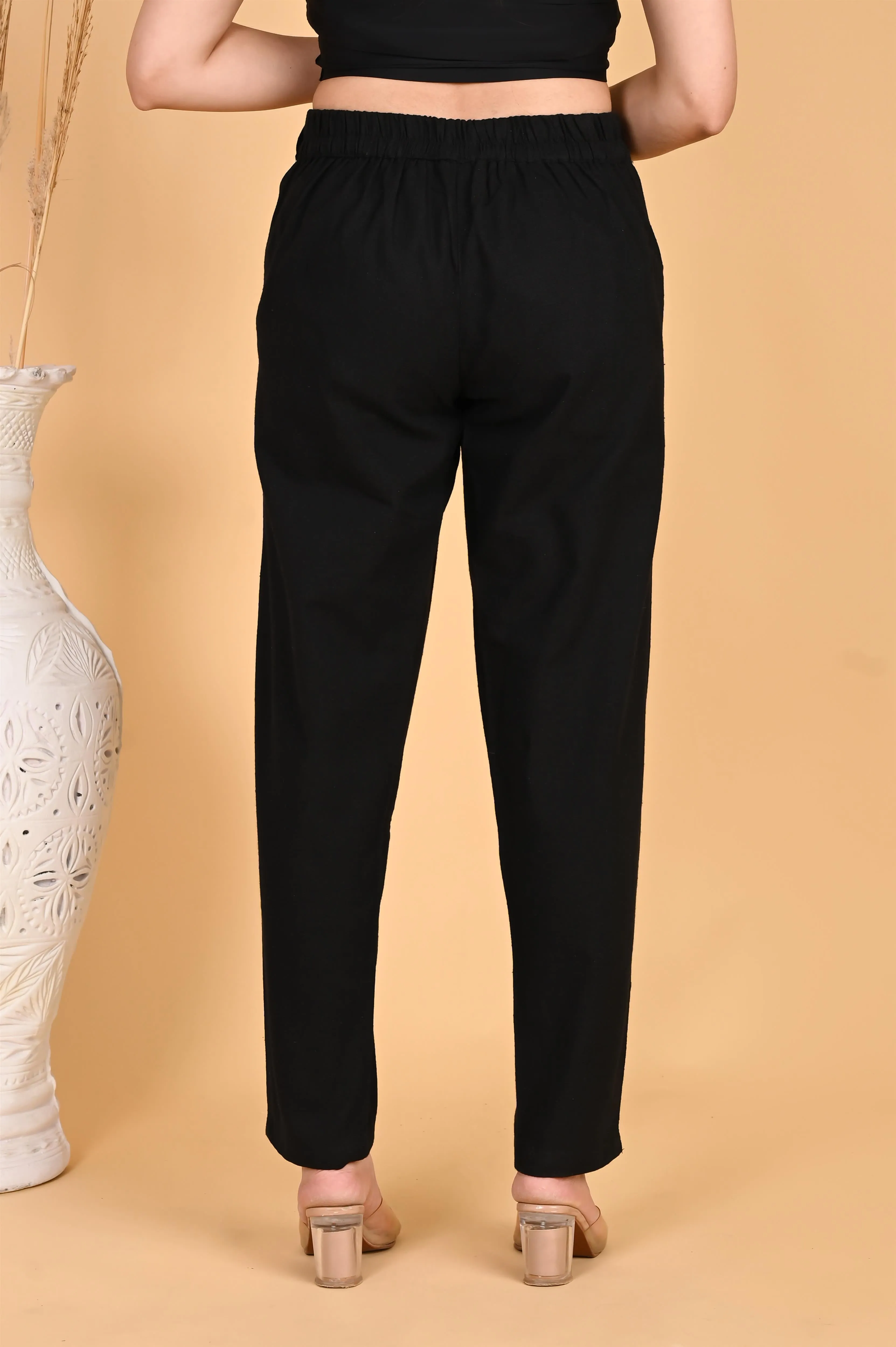 BLACK CLASSIC COTTON PANTS
