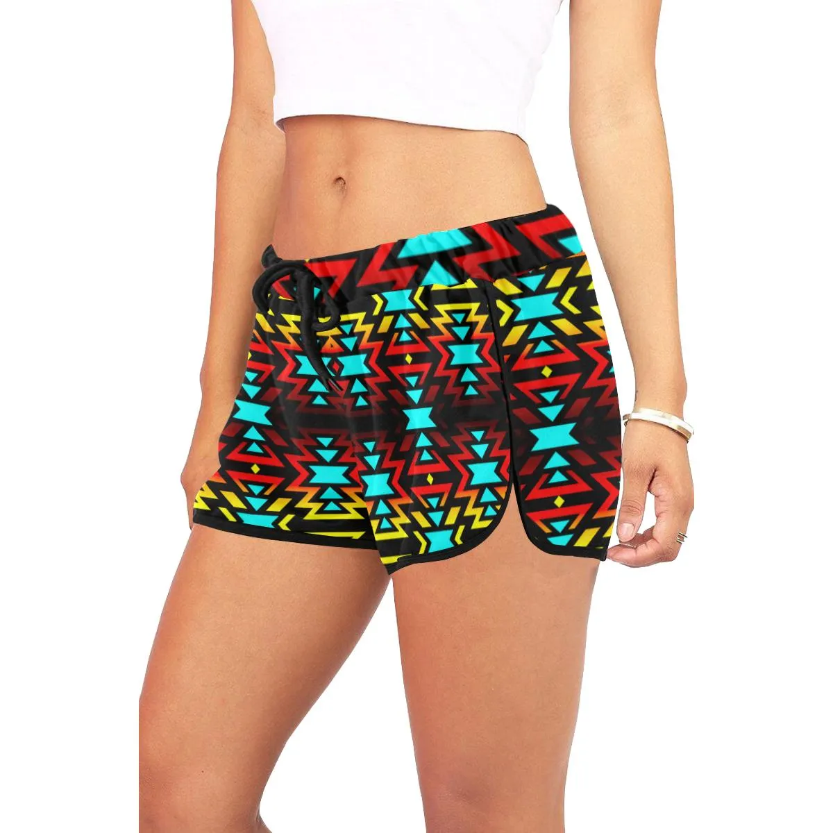 Black Fire and Sky Women's Relaxed Shorts (Model L19)