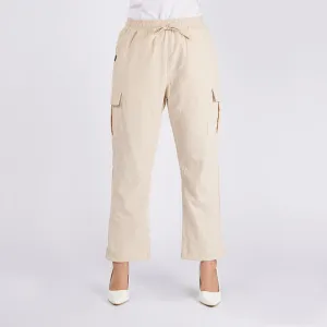 Bobson Japanese Ladies Basic Non-Denim Drawstring Pants 154470-U (Beige)