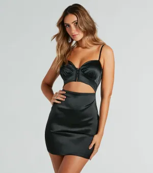 Captive The Room Satin Corset Cutout Mini Dress