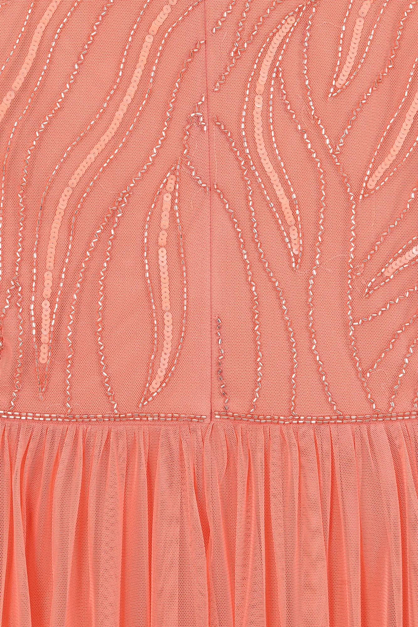 Caroline Coral Embellished Halter Neck Maxi Dress