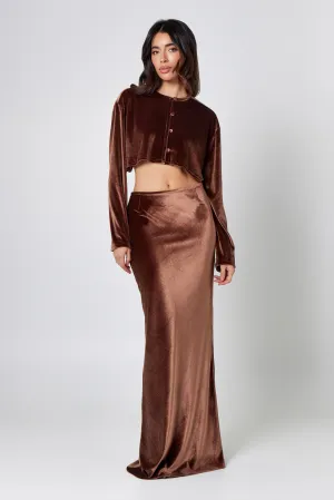 Chocolate Velvet Maxi Skirt