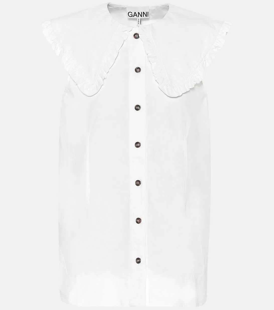 Cotton poplin blouse GANNI, white