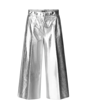 Cropped Metallic Leather Pants