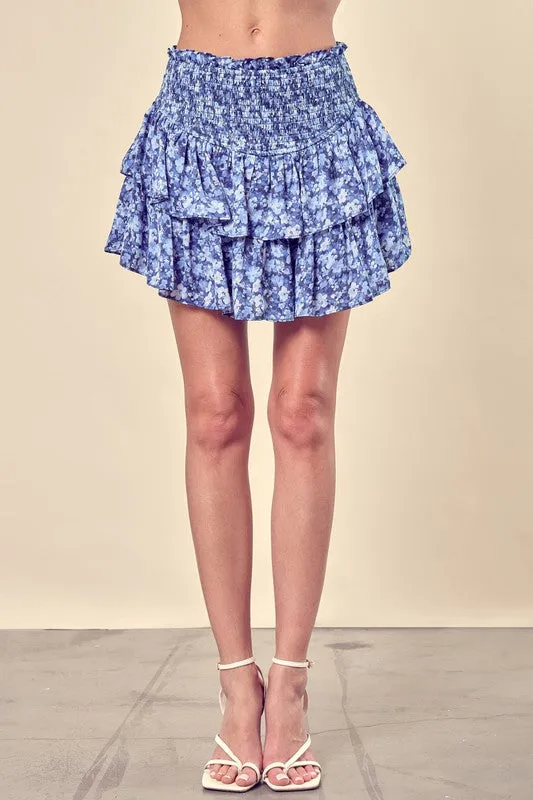 Dizzy Ruffle Skirt Skort in Blue