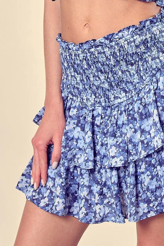 Dizzy Ruffle Skirt Skort in Blue