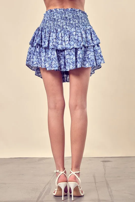 Dizzy Ruffle Skirt Skort in Blue