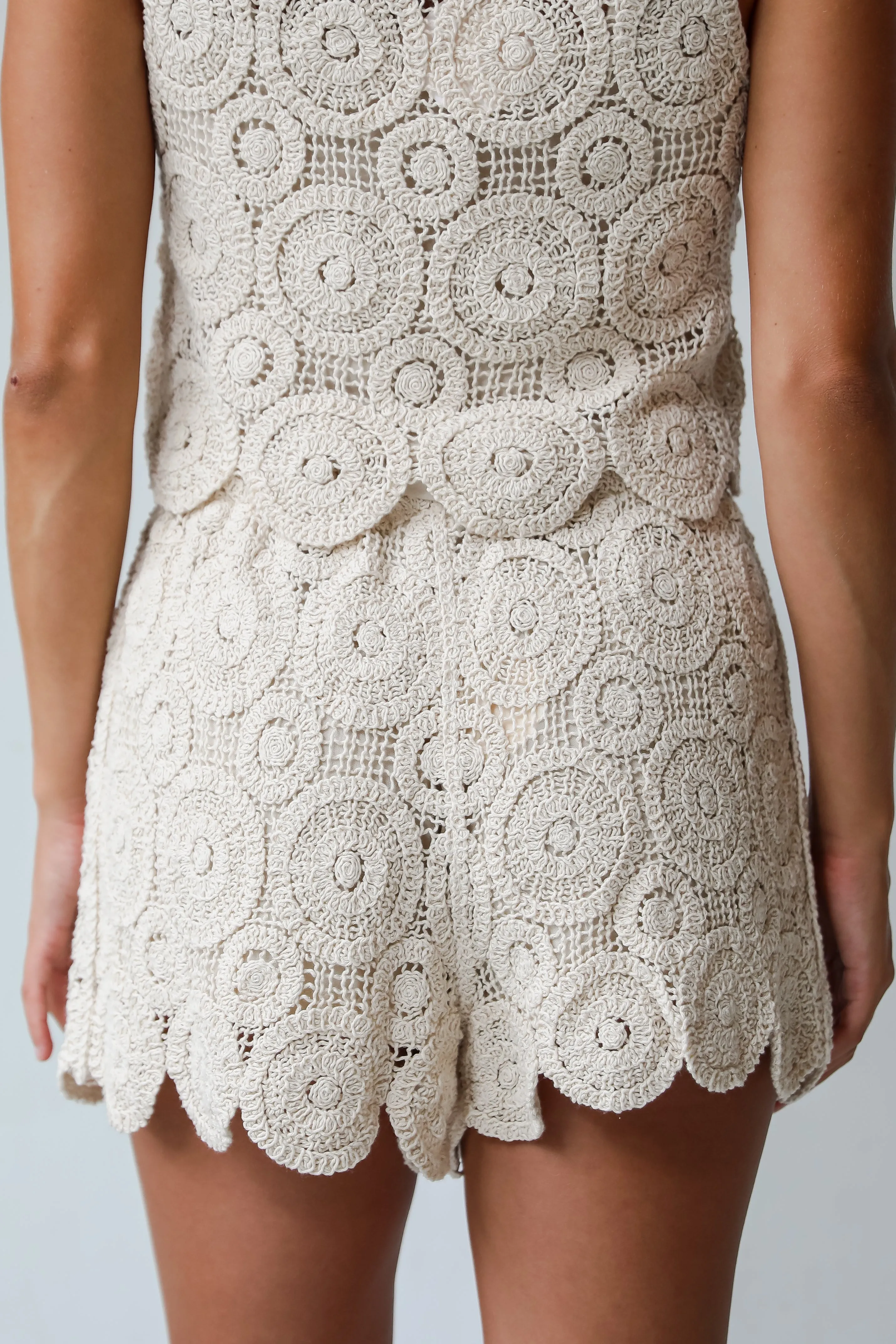 FINAL SALE - Style Update Beige Crochet Knit Shorts