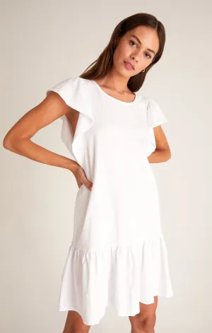 Flutter Slub Mini Dress - White