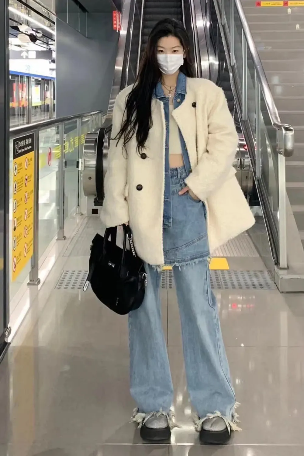 Flytonn-cute winter outfits casual winter outfits christmas outfit party look inspos High Waist Design Irregular Tassel Jeans Pants