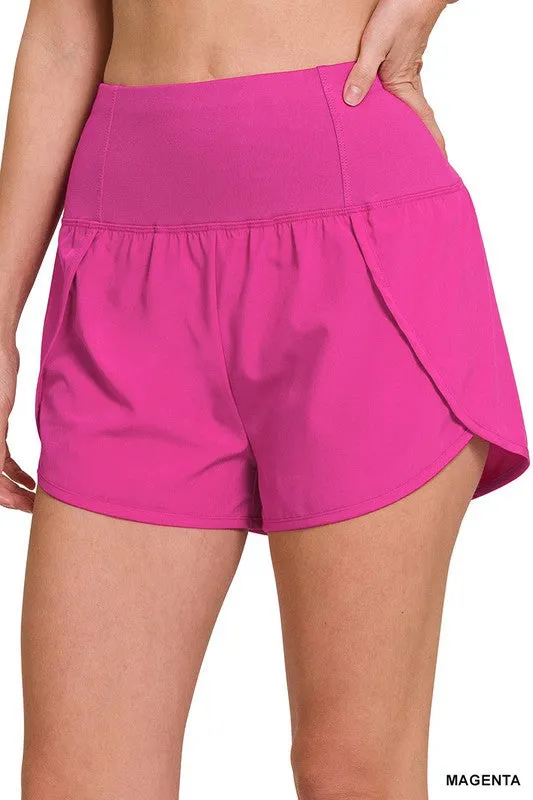 HIGH WAISTED ZIPPERED BACK POCKET RUNNING SHORTS - Final Sale