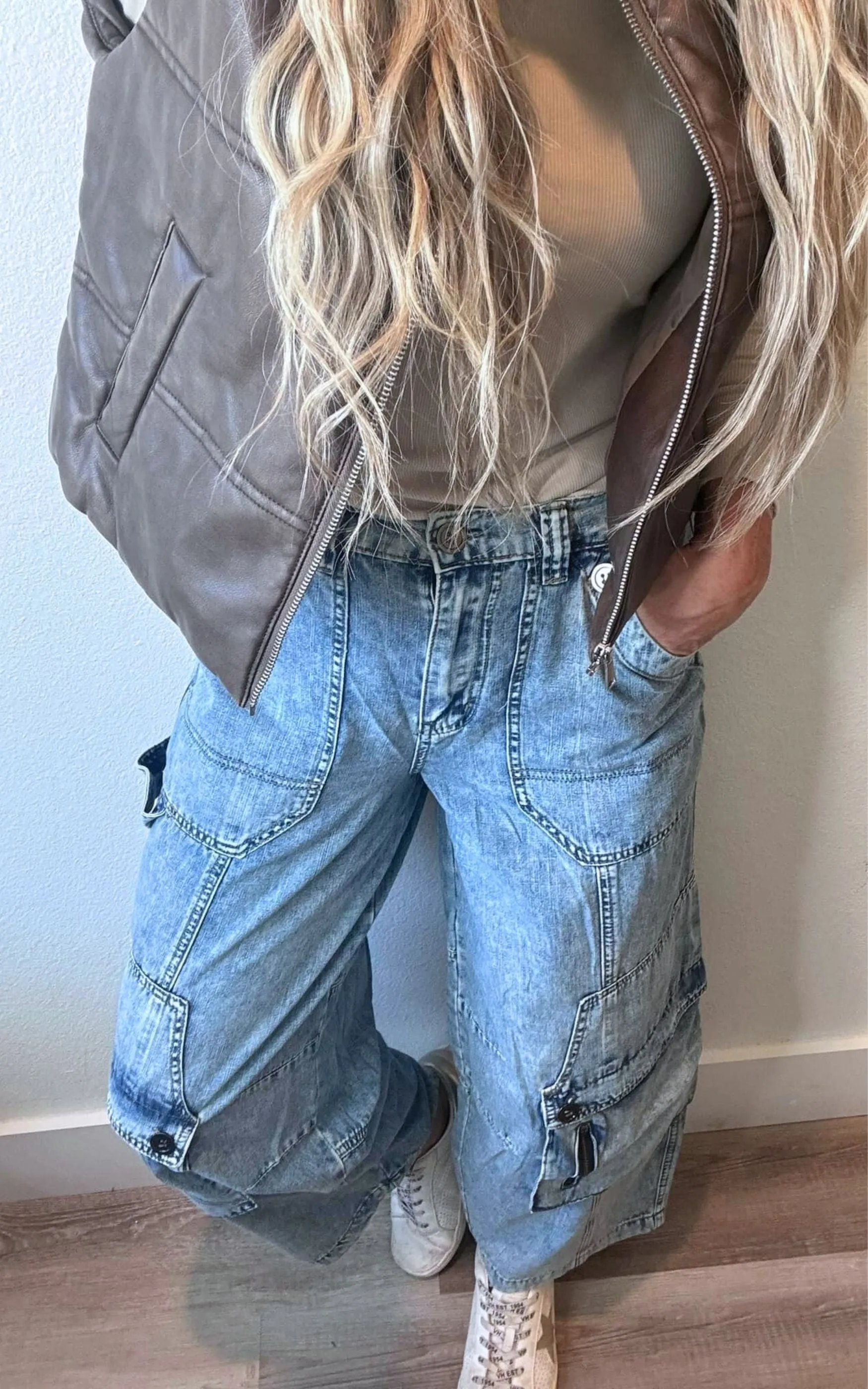 Light Denim Washed Baggy Jeans
