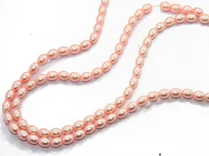 Light Pink Oval Shaped Glass Pearl