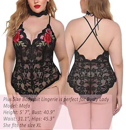 Lingerie Embroidered Lace with Choker One Piece