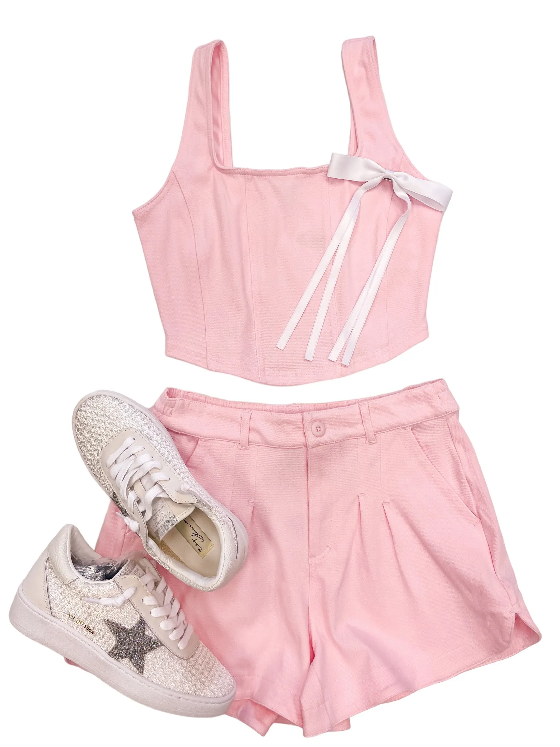 Mid Rise Cotton Stretch Twill Short