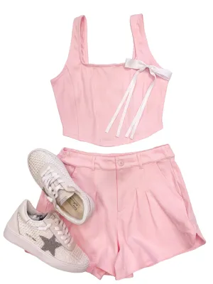 Mid Rise Cotton Stretch Twill Short