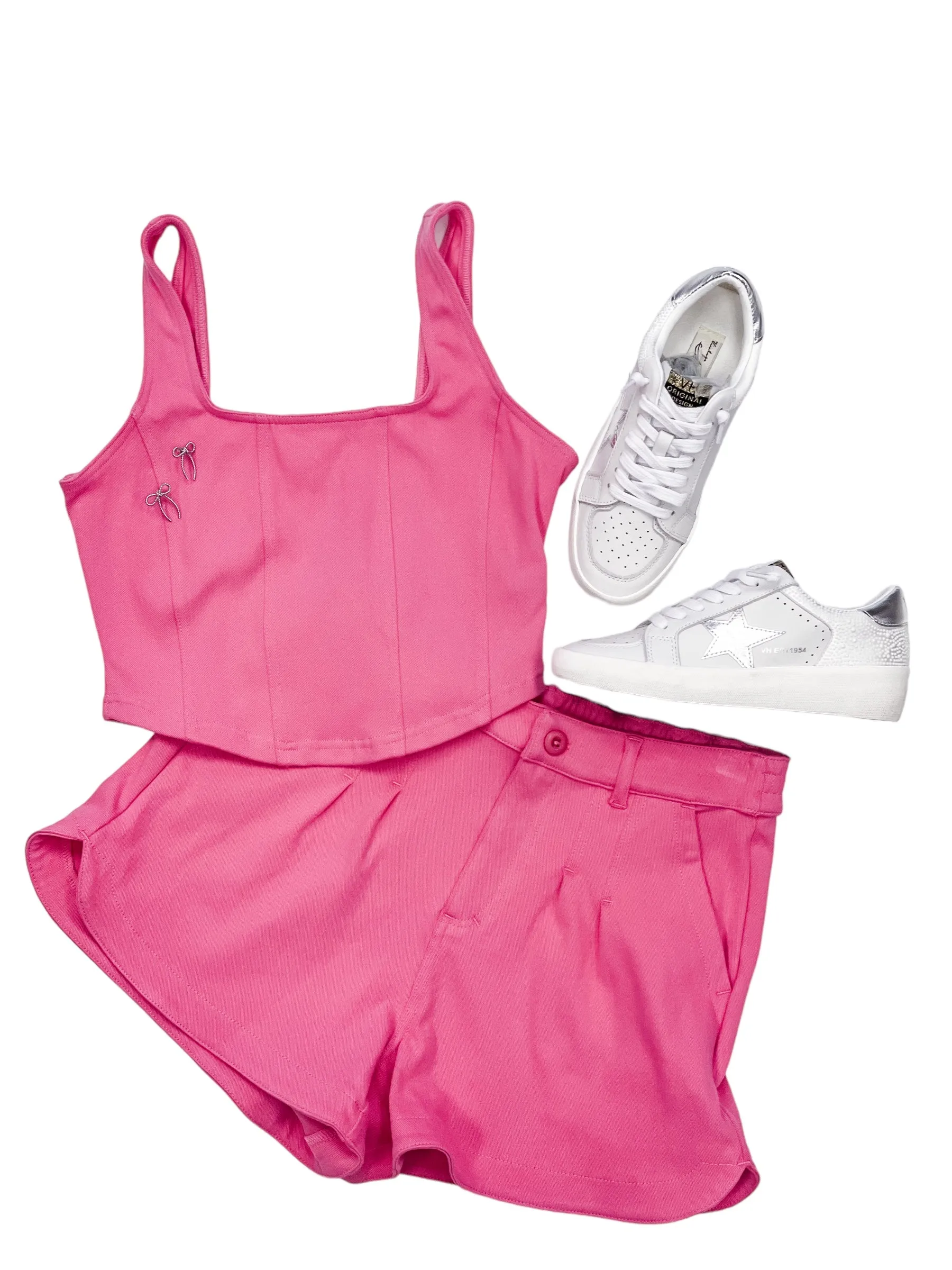 Mid Rise Cotton Stretch Twill Short