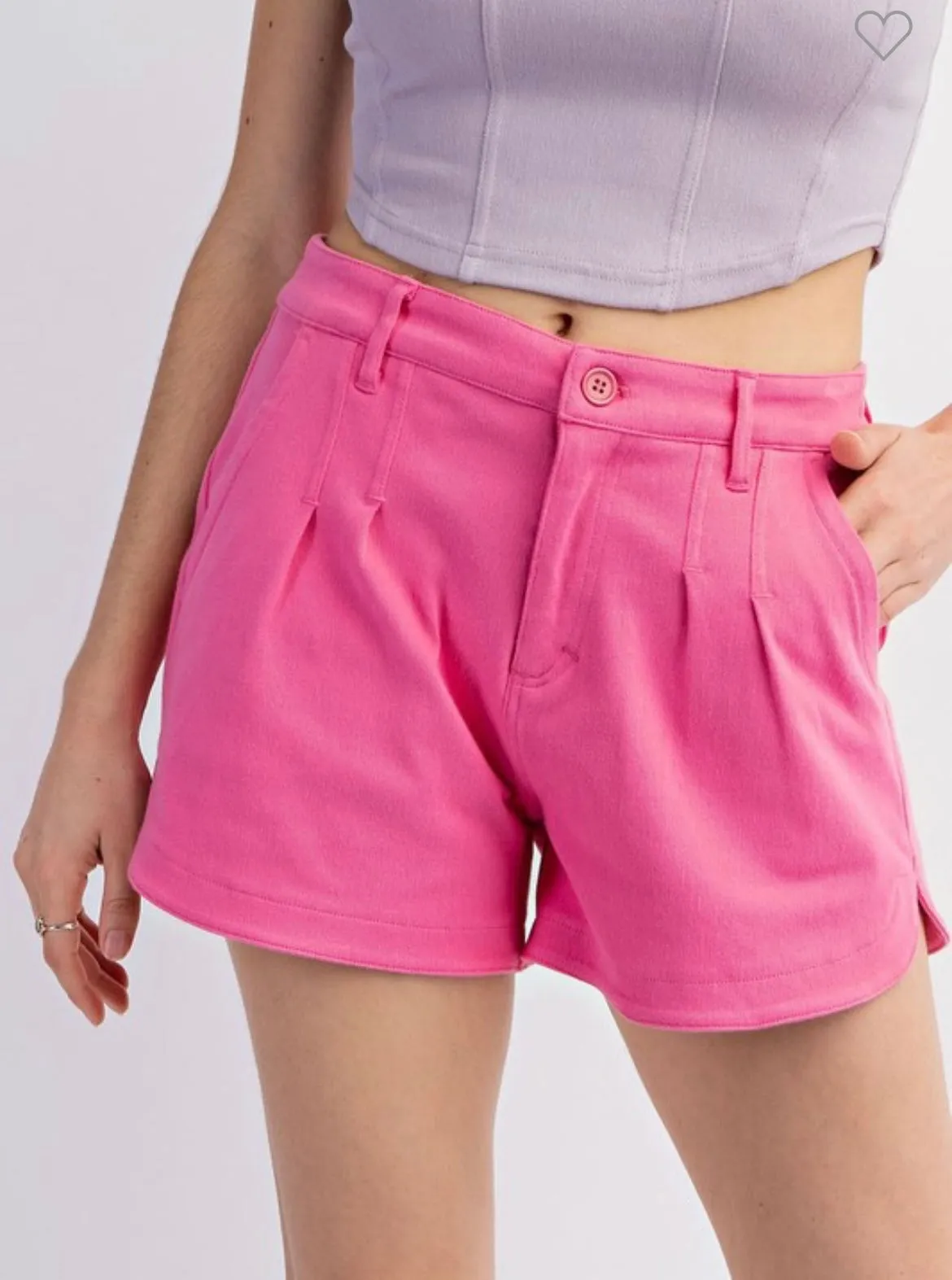 Mid Rise Cotton Stretch Twill Short