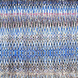 Mousseline imprimée bande satin Pointe-à-Pitre bleu