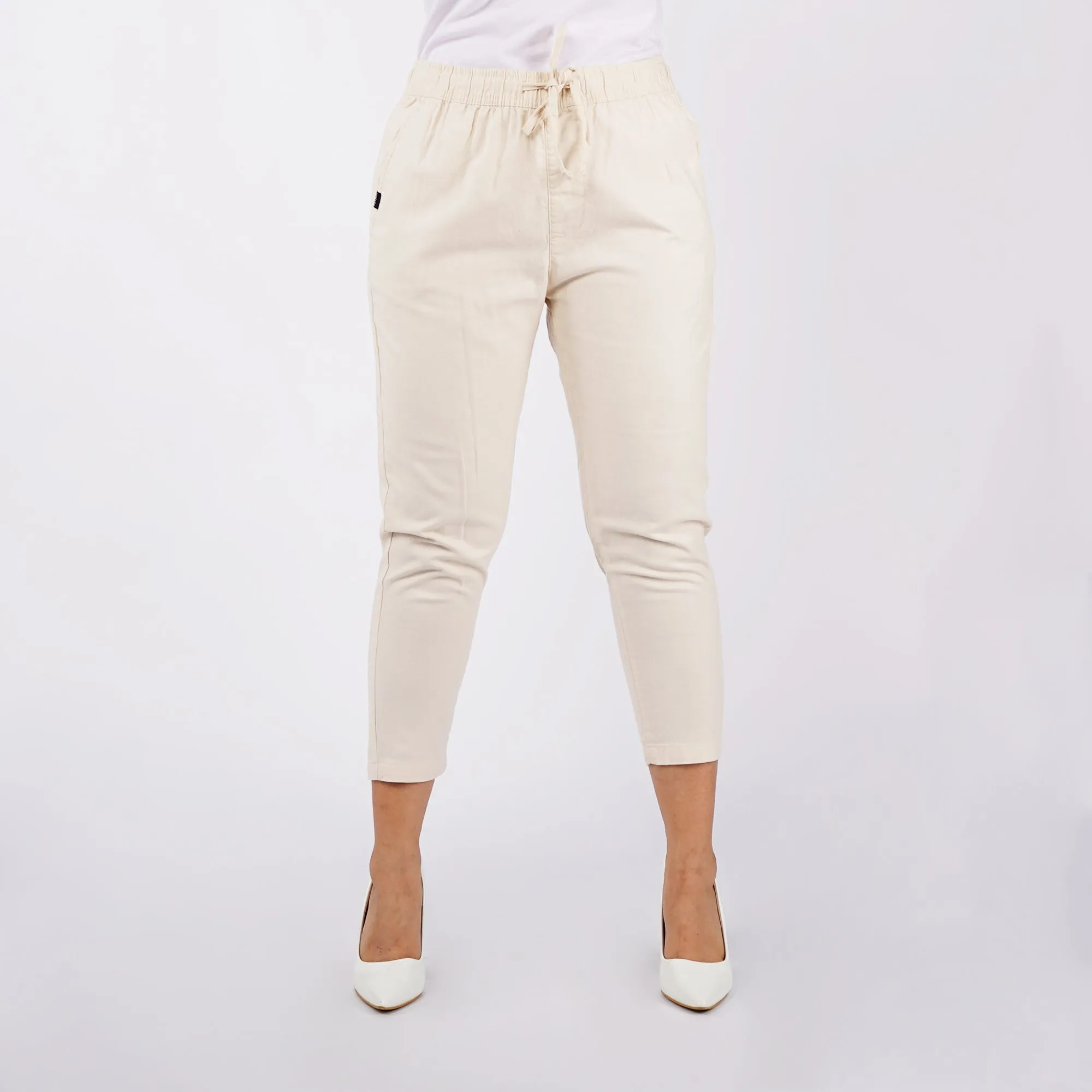 Petrol Ladies Basic Non-Denim Trouser Pants for Ladies Drawstring Regular Fitting 155033-U (Beige)