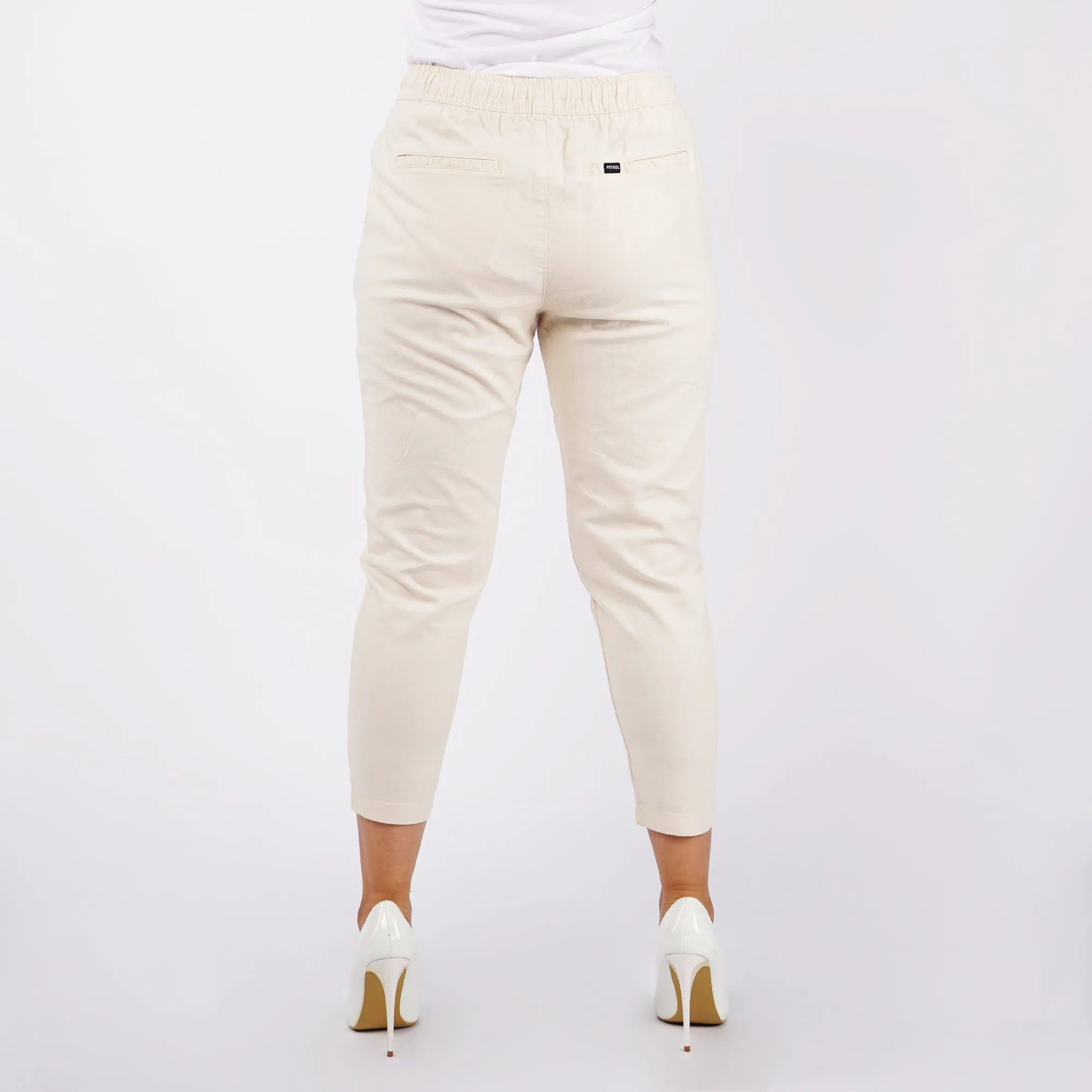 Petrol Ladies Basic Non-Denim Trouser Pants for Ladies Drawstring Regular Fitting 155033-U (Beige)