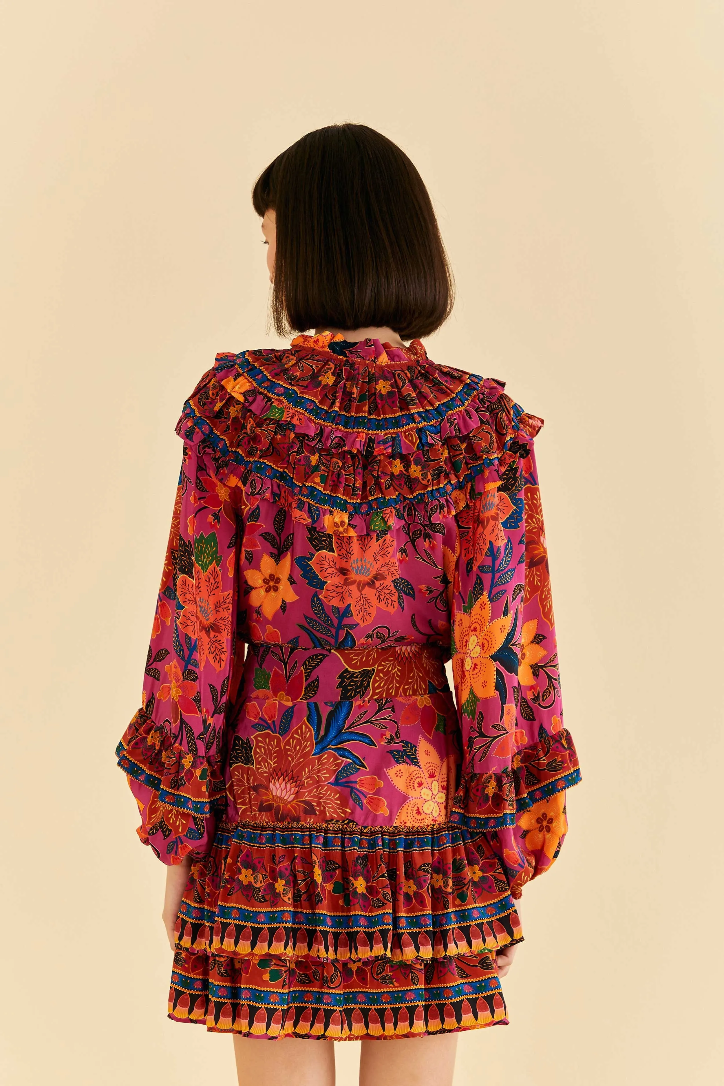 Pink Tropical Tapestry Mini Skirt
