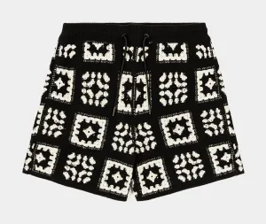 Quilt Crochet Mens Shorts (Black/White)