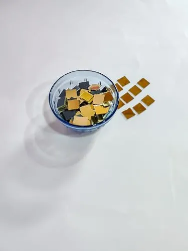 R&H Gold Square Shape Mirrors 100 Grams for LIPPAN Art, Mirror Art, MUD and Mirror Art, Craft, Mosaic Art, Home Decorations ETC (0.6 CM)