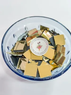 R&H Gold Square Shape Mirrors 100 Grams for LIPPAN Art, Mirror Art, MUD and Mirror Art, Craft, Mosaic Art, Home Decorations ETC (0.6 CM)