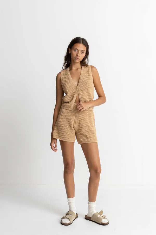 RHYTHM JONI RELAXED KNIT SHORTS SAND - ORANGE