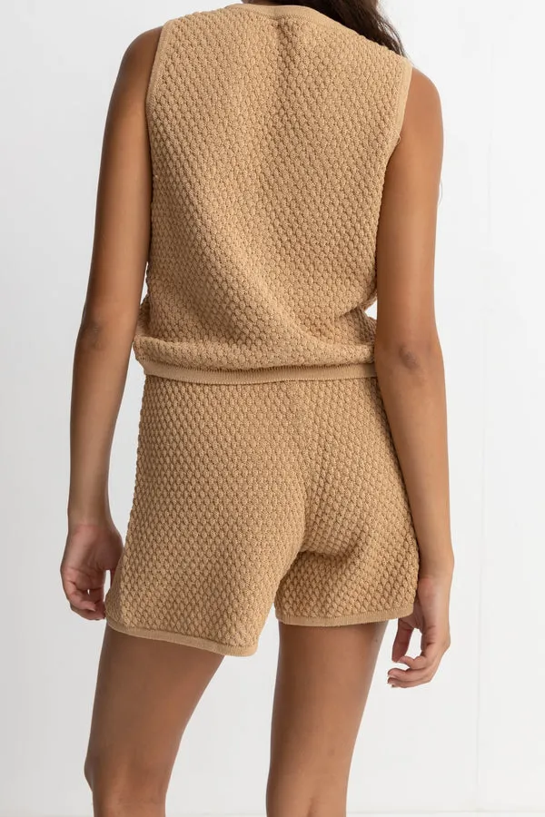 RHYTHM JONI RELAXED KNIT SHORTS SAND - ORANGE