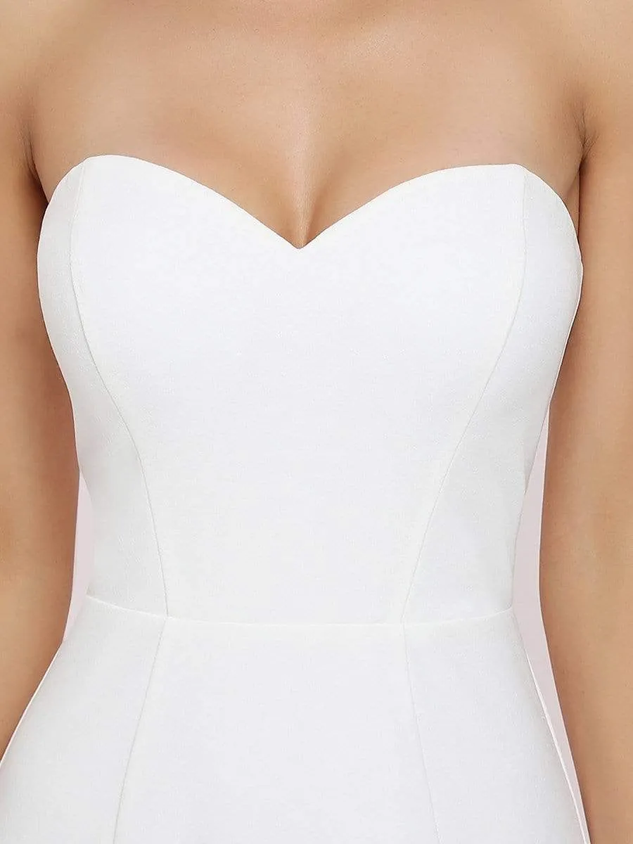 Simple Strapless Sweetheart Mermaid Eloping Dress for Wedding
