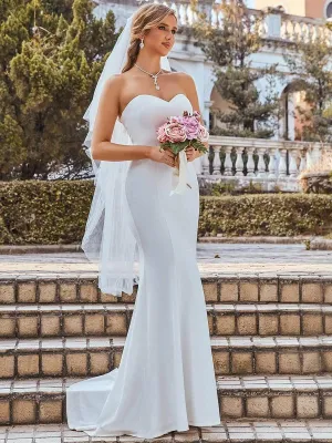Simple Strapless Sweetheart Mermaid Eloping Dress for Wedding