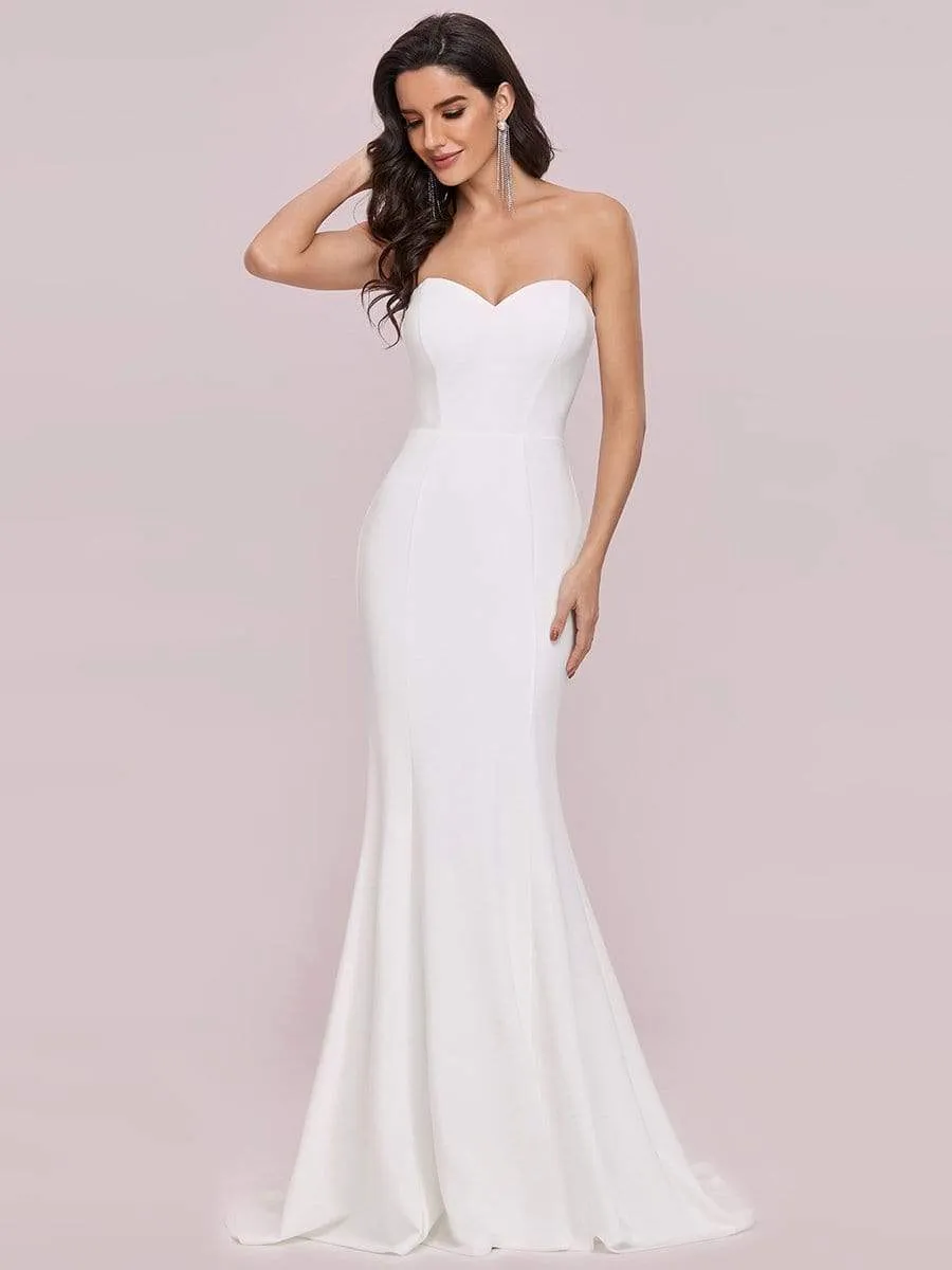Simple Strapless Sweetheart Mermaid Eloping Dress for Wedding