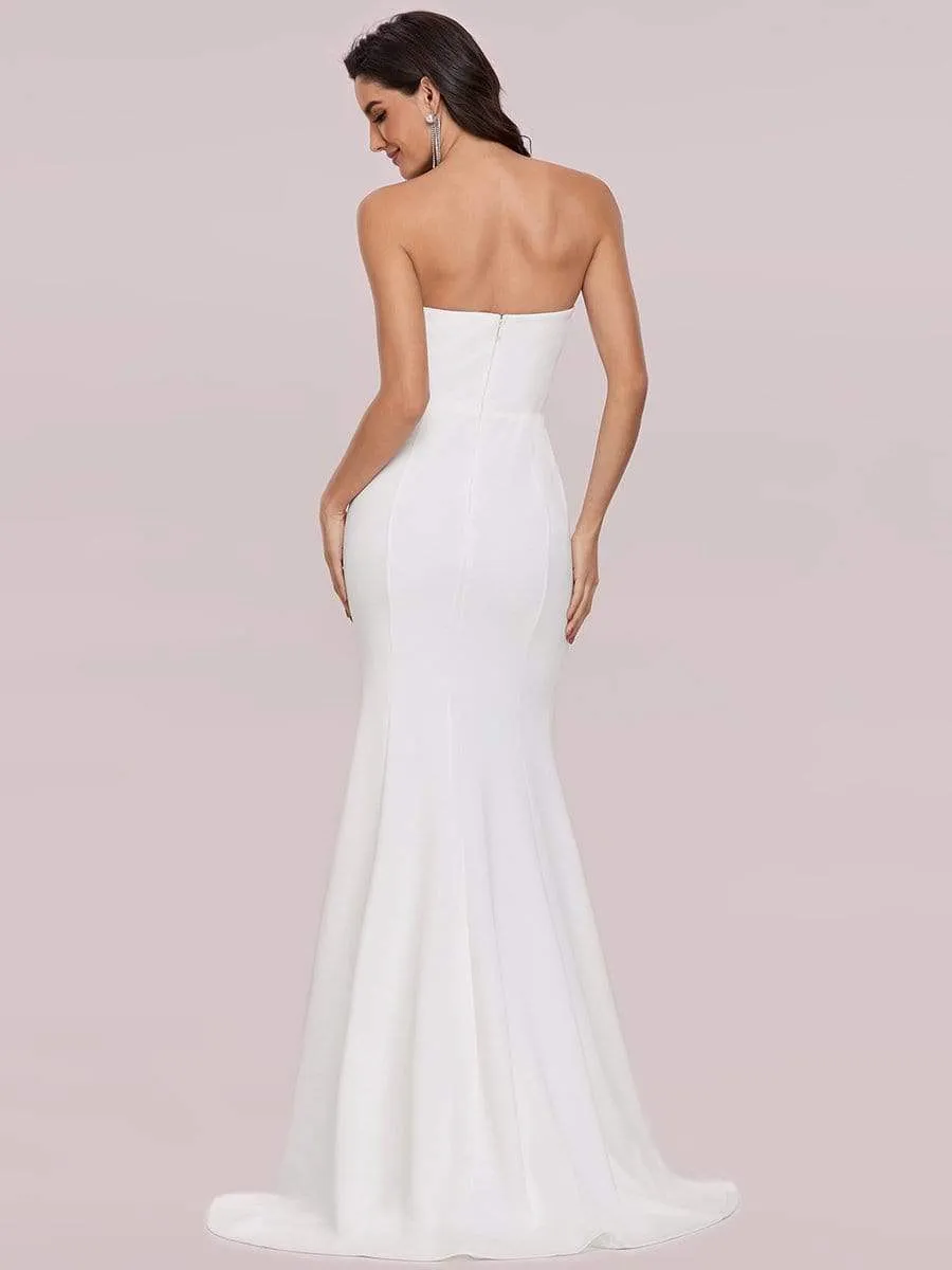 Simple Strapless Sweetheart Mermaid Eloping Dress for Wedding