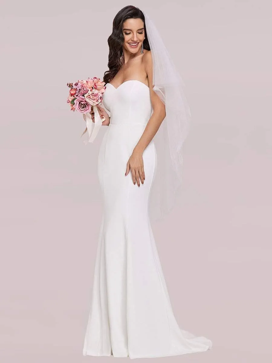 Simple Strapless Sweetheart Mermaid Eloping Dress for Wedding
