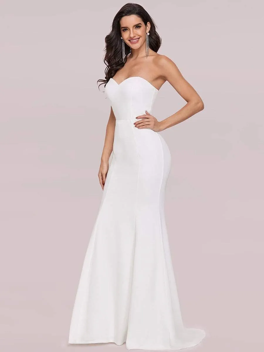 Simple Strapless Sweetheart Mermaid Eloping Dress for Wedding