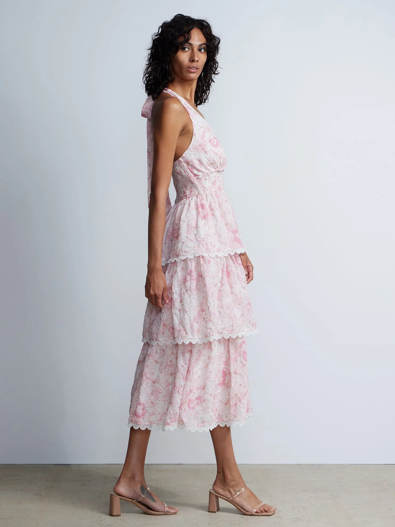 Sleeveless Smock Waist Floral Dress