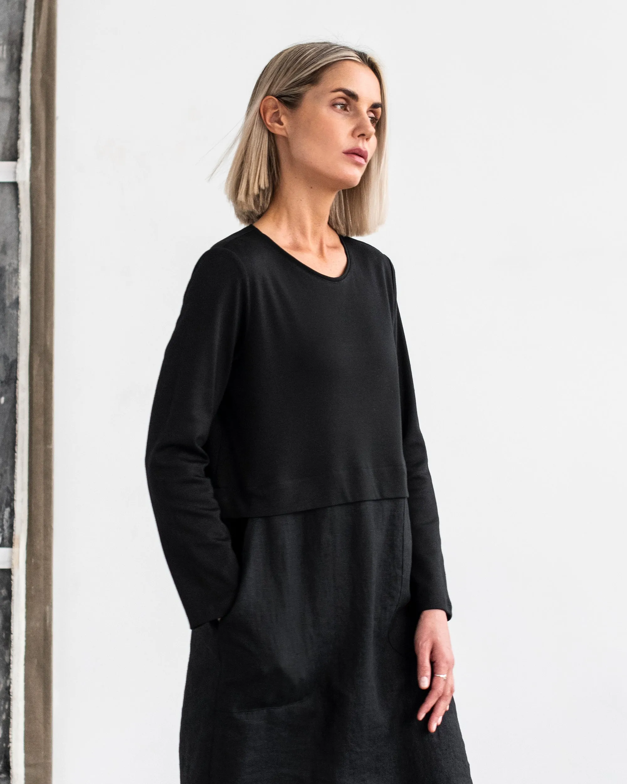 Straight cut linen-cotton dress SION