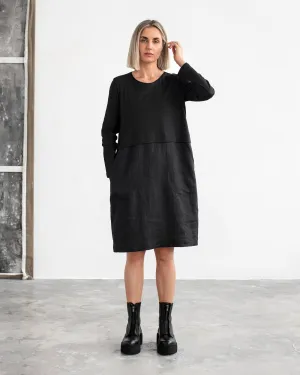 Straight cut linen-cotton dress SION