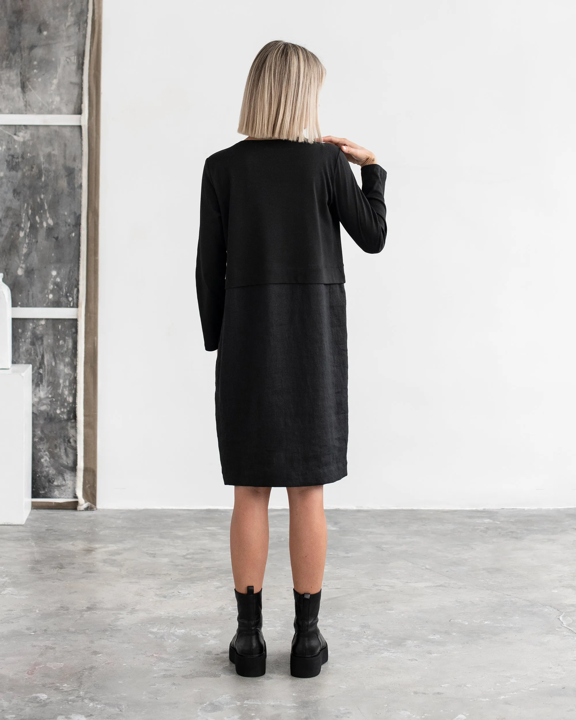 Straight cut linen-cotton dress SION