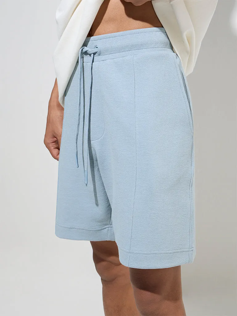 Studiofit Light Blue Relaxed-Fit Mid-Rise Shorts