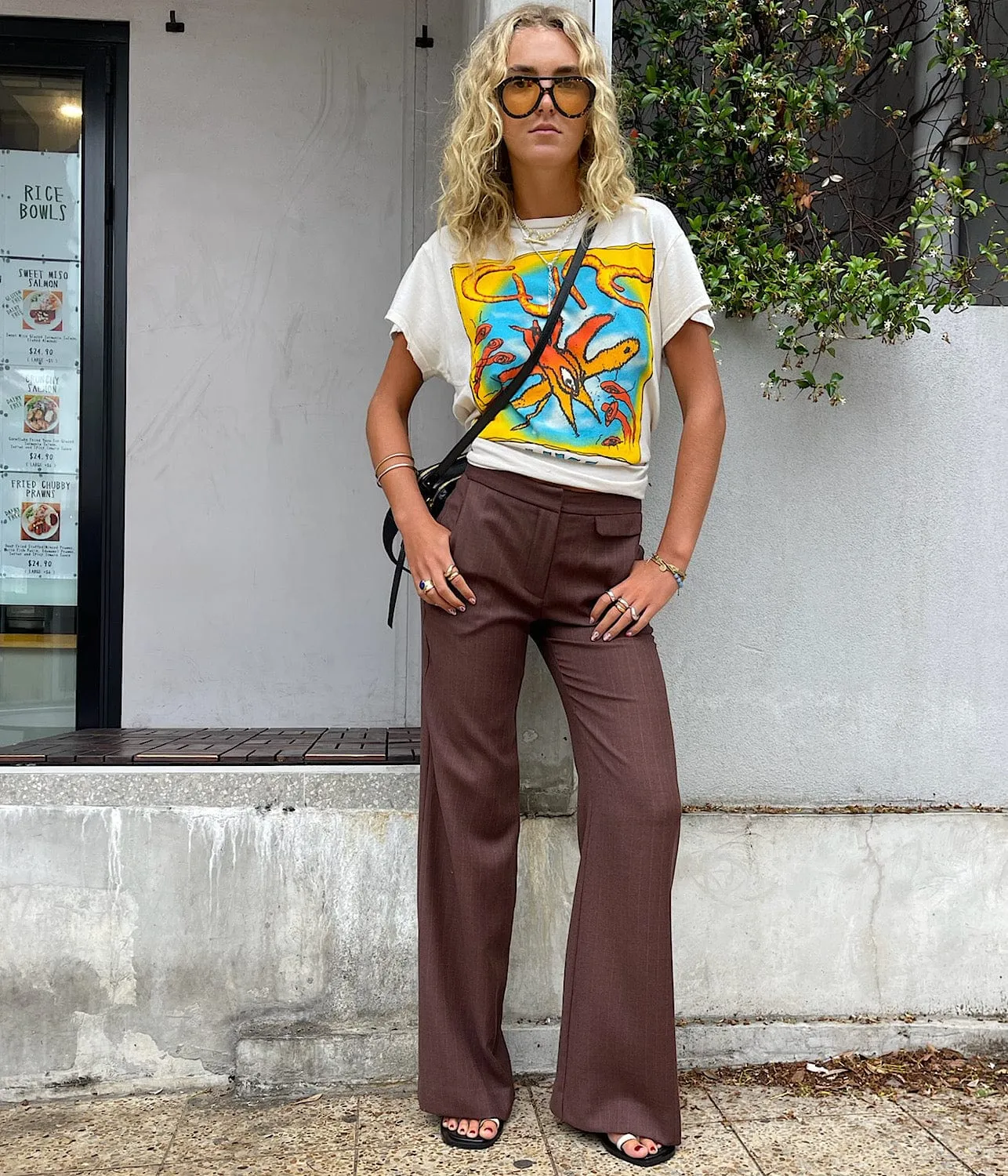 TAILORED PANT- BROWN PINSTRIPE