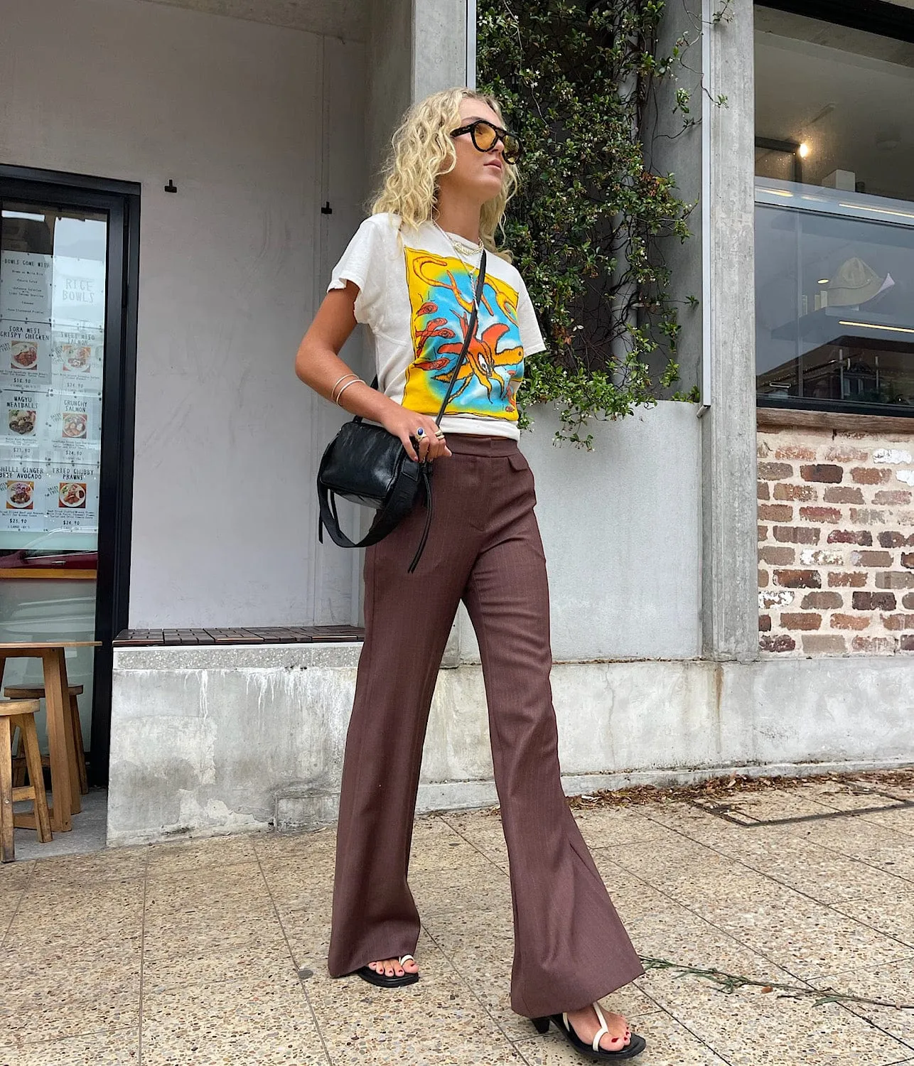 TAILORED PANT- BROWN PINSTRIPE