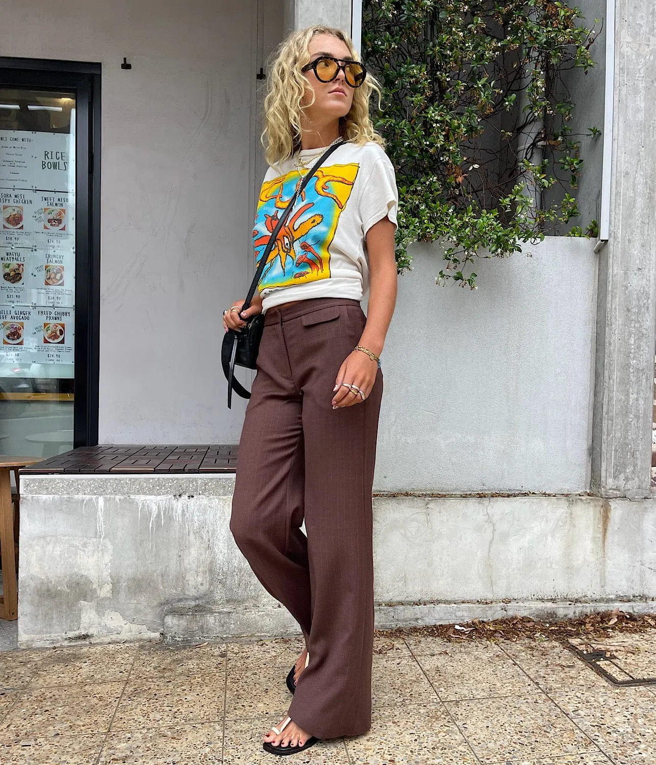 TAILORED PANT- BROWN PINSTRIPE
