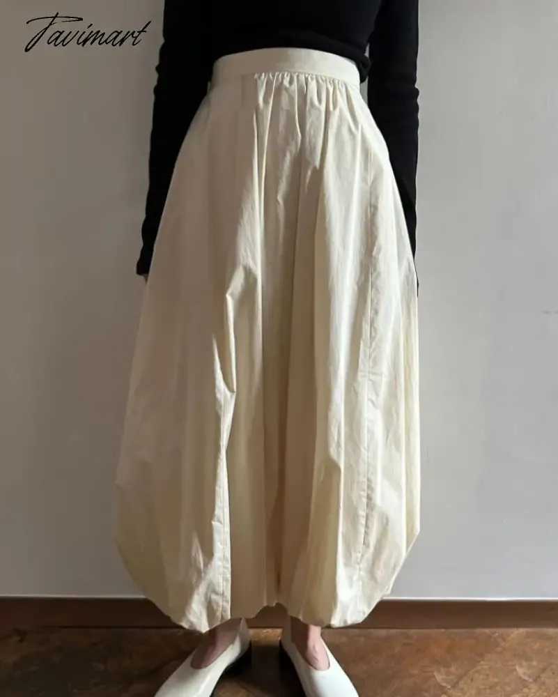 Tavimart  French Romantic Temperament Skirt Lantern Half Skirts for Women Loose Thin Long Dress Japan Style Fashion Faldas Largas