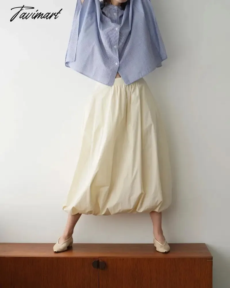 Tavimart  French Romantic Temperament Skirt Lantern Half Skirts for Women Loose Thin Long Dress Japan Style Fashion Faldas Largas