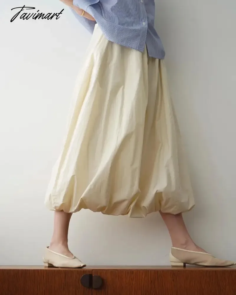 Tavimart  French Romantic Temperament Skirt Lantern Half Skirts for Women Loose Thin Long Dress Japan Style Fashion Faldas Largas