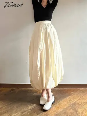 Tavimart  French Romantic Temperament Skirt Lantern Half Skirts for Women Loose Thin Long Dress Japan Style Fashion Faldas Largas